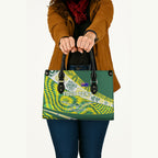 Personalised Australia Swimming Athlete Leather Bag Aboriginal Pattern Freestyle Swimmer Patriotic