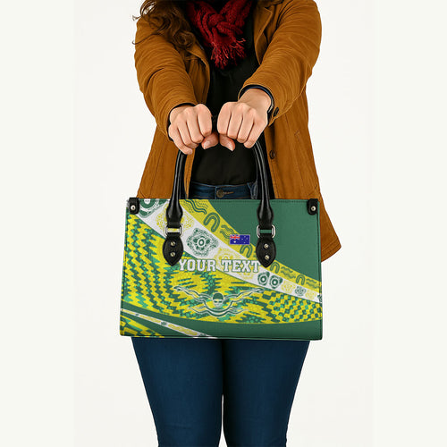 Personalised Australia Swimming Athlete Leather Bag Aboriginal Pattern Freestyle Swimmer Patriotic