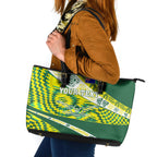 Personalised Australia Swimming Athlete Leather Tote Bag Aboriginal Pattern Freestyle Swimmer Patriotic