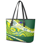 Personalised Australia Swimming Athlete Leather Tote Bag Aboriginal Pattern Freestyle Swimmer Patriotic