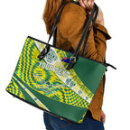 Personalised Australia Swimming Athlete Leather Tote Bag Aboriginal Pattern Freestyle Swimmer Patriotic
