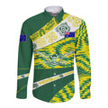 Personalised Australia Swimming Athlete Long Sleeve Button Shirt Aboriginal Pattern Freestyle Swimmer Patriotic