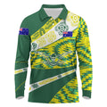 Personalised Australia Swimming Athlete Long Sleeve Polo Shirt Aboriginal Pattern Freestyle Swimmer Patriotic