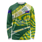 Personalised Australia Swimming Athlete Long Sleeve Shirt Aboriginal Pattern Freestyle Swimmer Patriotic