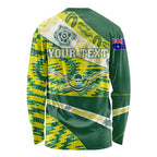 Personalised Australia Swimming Athlete Long Sleeve Shirt Aboriginal Pattern Freestyle Swimmer Patriotic