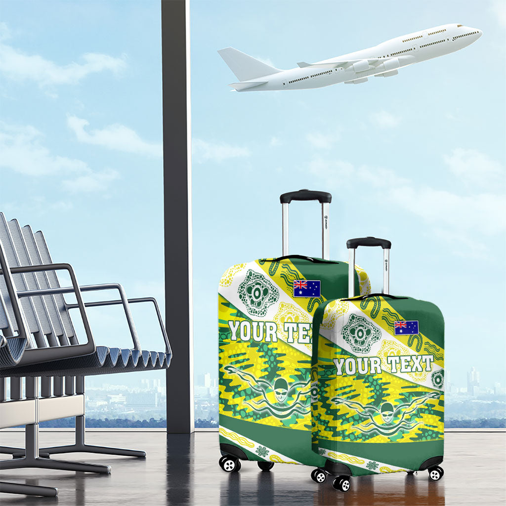 Personalised Australia Swimming Athlete Luggage Cover Aboriginal Pattern Freestyle Swimmer Patriotic