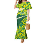 Personalised Australia Swimming Athlete Mermaid Dress Aboriginal Pattern Freestyle Swimmer Patriotic
