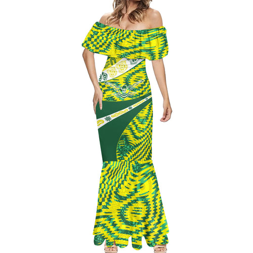 Personalised Australia Swimming Athlete Mermaid Dress Aboriginal Pattern Freestyle Swimmer Patriotic