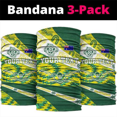 Personalised Australia Swimming Athlete Neck Gaiter Aboriginal Pattern Freestyle Swimmer Patriotic