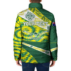 Personalised Australia Swimming Athlete Padded Jacket Aboriginal Pattern Freestyle Swimmer Patriotic