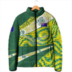 Personalised Australia Swimming Athlete Padded Jacket Aboriginal Pattern Freestyle Swimmer Patriotic