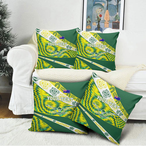 Personalised Australia Swimming Athlete Pillow Cover Aboriginal Pattern Freestyle Swimmer Patriotic