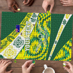 Personalised Australia Swimming Athlete Puzzle Aboriginal Pattern Freestyle Swimmer Patriotic