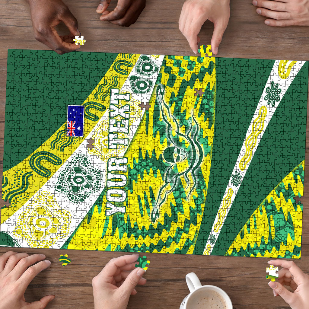 Personalised Australia Swimming Athlete Puzzle Aboriginal Pattern Freestyle Swimmer Patriotic