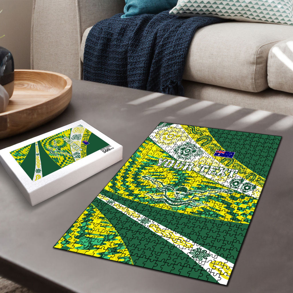 Personalised Australia Swimming Athlete Puzzle Aboriginal Pattern Freestyle Swimmer Patriotic