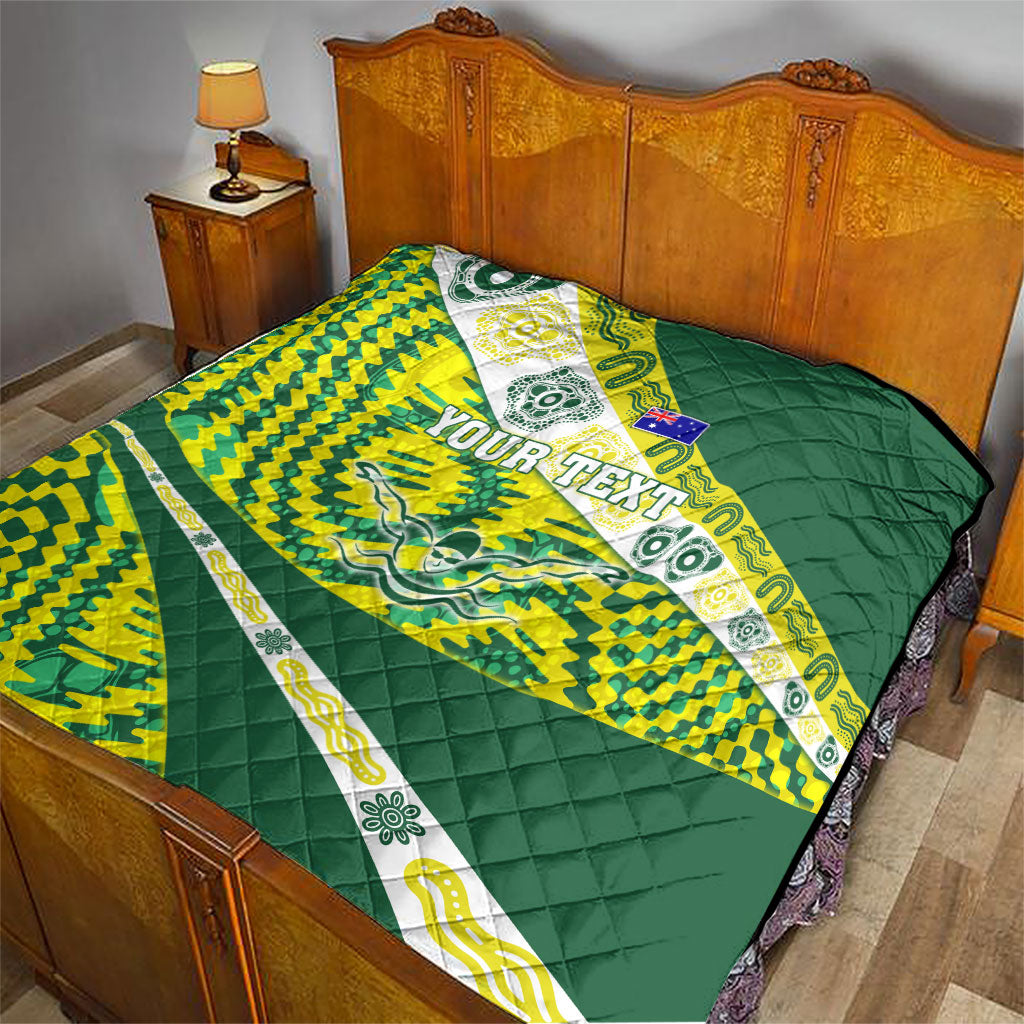 Personalised Australia Swimming Athlete Quilt Aboriginal Pattern Freestyle Swimmer Patriotic