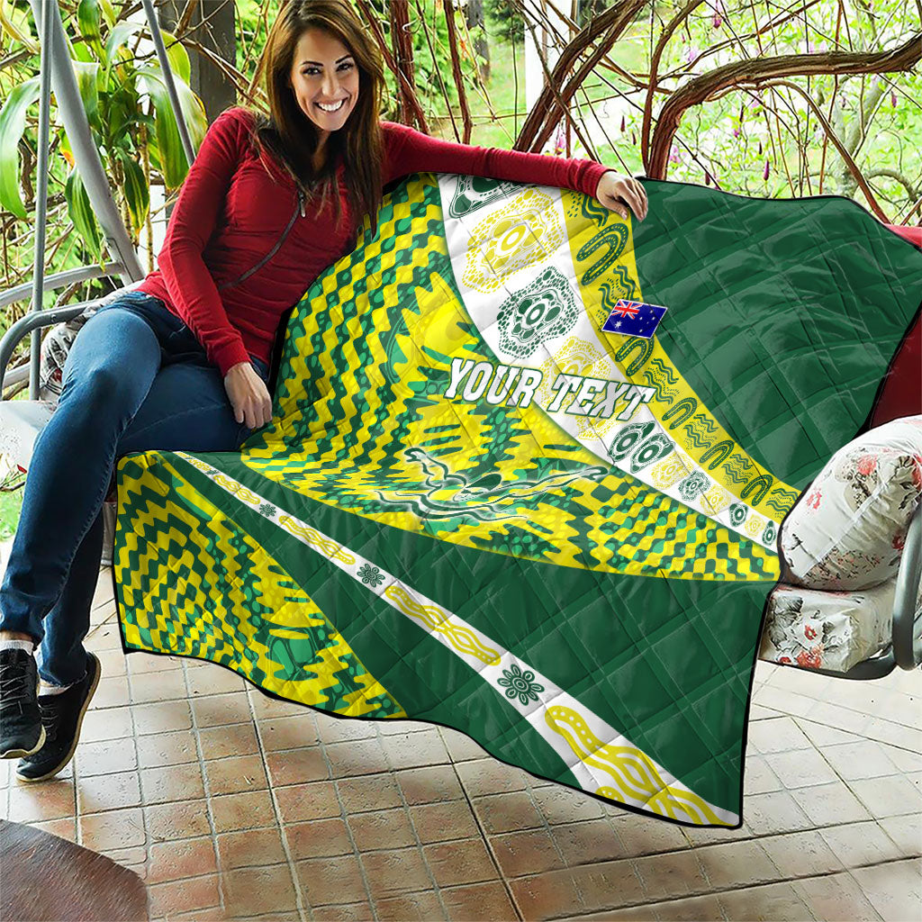 Personalised Australia Swimming Athlete Quilt Aboriginal Pattern Freestyle Swimmer Patriotic