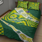 Personalised Australia Swimming Athlete Quilt Bed Set Aboriginal Pattern Freestyle Swimmer Patriotic