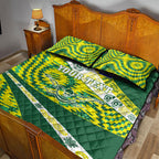 Personalised Australia Swimming Athlete Quilt Bed Set Aboriginal Pattern Freestyle Swimmer Patriotic