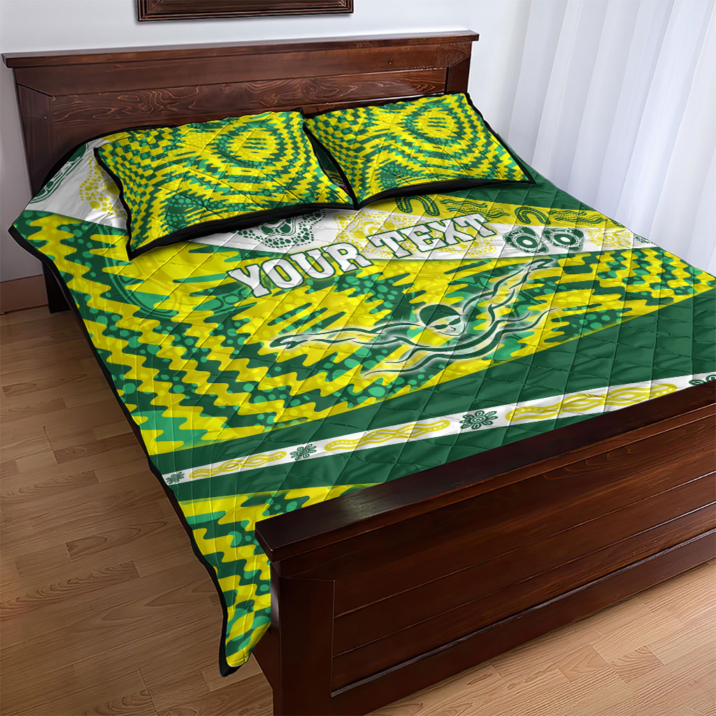 Personalised Australia Swimming Athlete Quilt Bed Set Aboriginal Pattern Freestyle Swimmer Patriotic