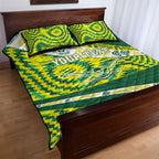 Personalised Australia Swimming Athlete Quilt Bed Set Aboriginal Pattern Freestyle Swimmer Patriotic