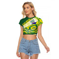 Personalised Australia Swimming Athlete Raglan Cropped T Shirt Aboriginal Pattern Freestyle Swimmer Patriotic