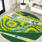Personalised Australia Swimming Athlete Round Carpet Aboriginal Pattern Freestyle Swimmer Patriotic