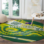 Personalised Australia Swimming Athlete Round Carpet Aboriginal Pattern Freestyle Swimmer Patriotic