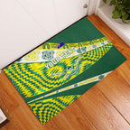 Personalised Australia Swimming Athlete Rubber Doormat Aboriginal Pattern Freestyle Swimmer Patriotic