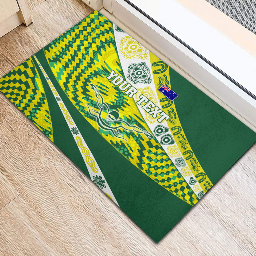 Personalised Australia Swimming Athlete Rubber Doormat Aboriginal Pattern Freestyle Swimmer Patriotic
