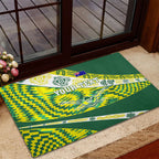 Personalised Australia Swimming Athlete Rubber Doormat Aboriginal Pattern Freestyle Swimmer Patriotic