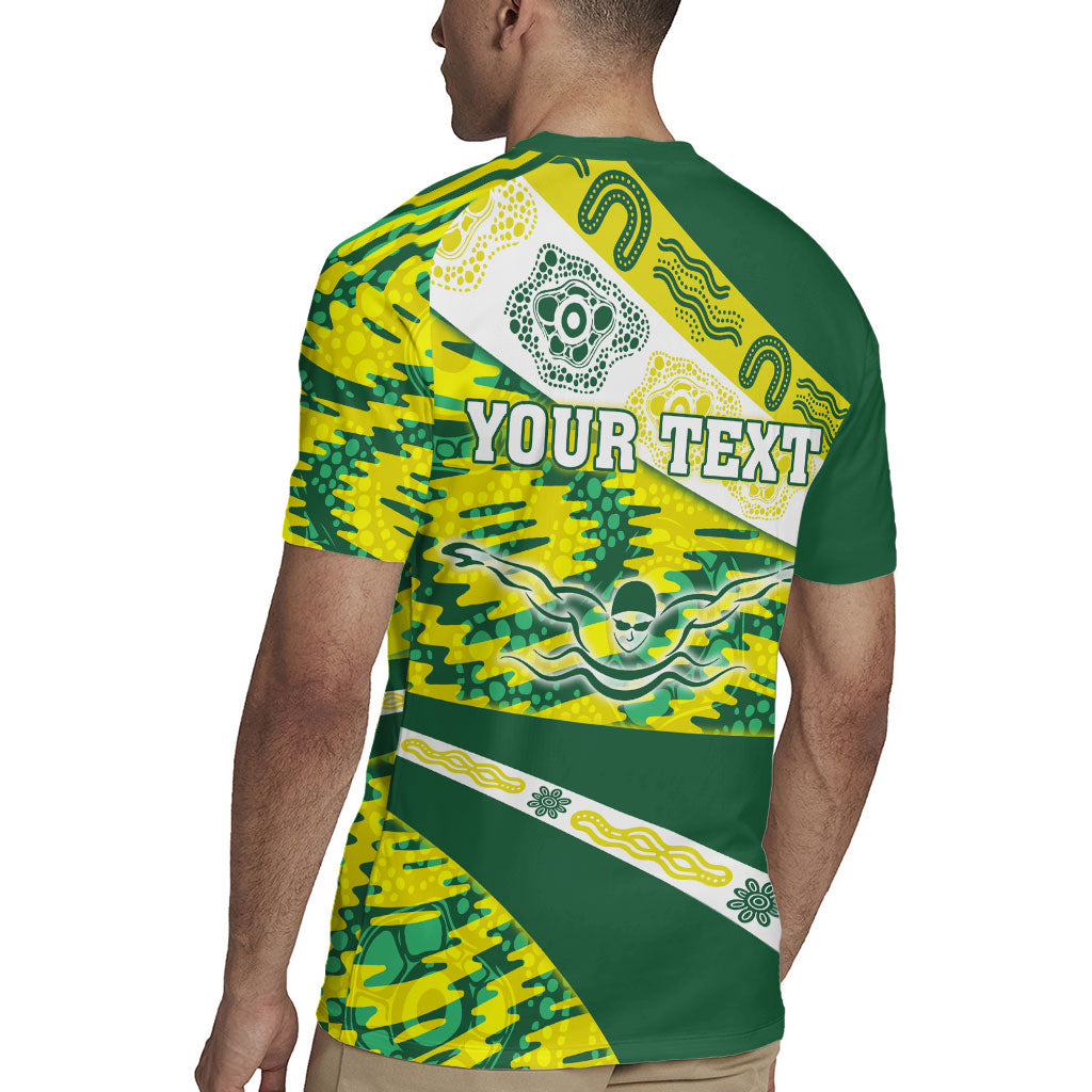 Personalised Australia Swimming Athlete Rugby Jersey Aboriginal Pattern Freestyle Swimmer Patriotic