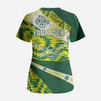 Personalised Australia Swimming Athlete Scrub Top Aboriginal Pattern Freestyle Swimmer Patriotic