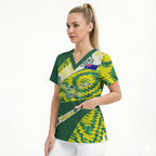 Personalised Australia Swimming Athlete Scrub Top Aboriginal Pattern Freestyle Swimmer Patriotic