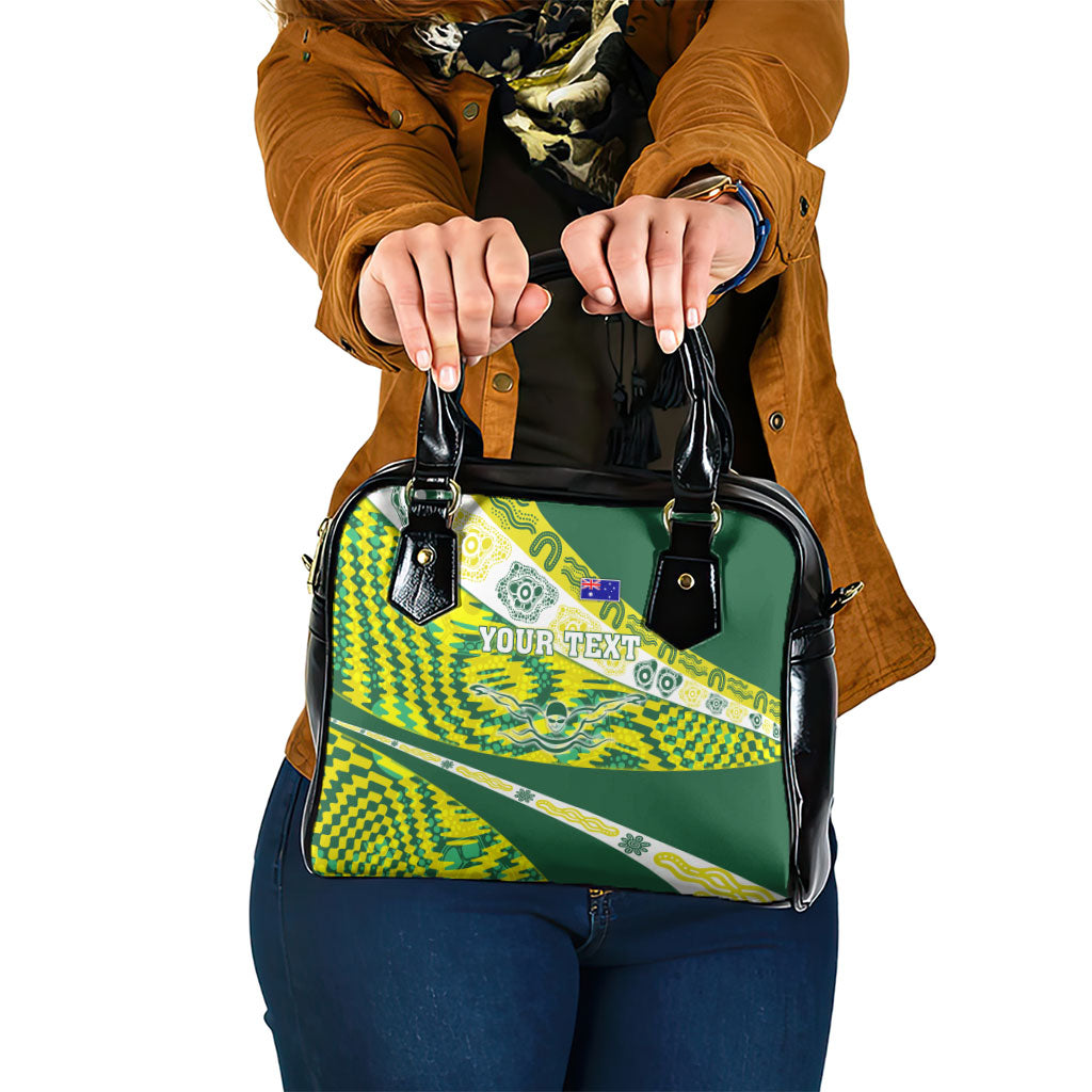 Personalised Australia Swimming Athlete Shoulder Handbag Aboriginal Pattern Freestyle Swimmer Patriotic