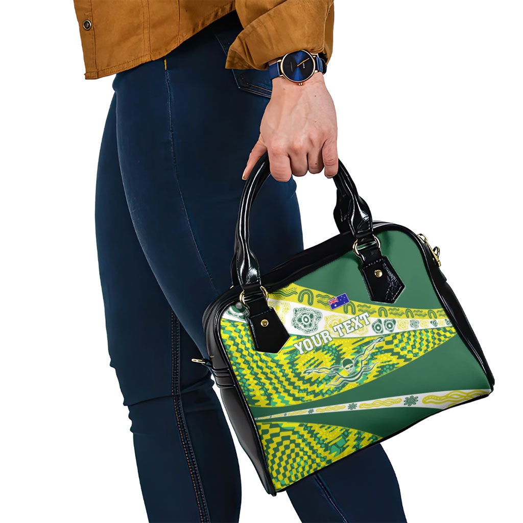 Personalised Australia Swimming Athlete Shoulder Handbag Aboriginal Pattern Freestyle Swimmer Patriotic