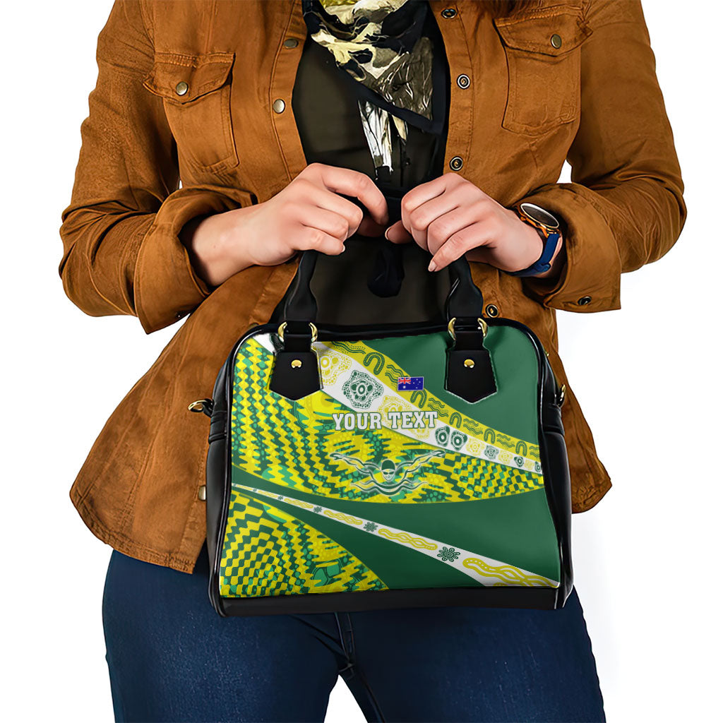 Personalised Australia Swimming Athlete Shoulder Handbag Aboriginal Pattern Freestyle Swimmer Patriotic