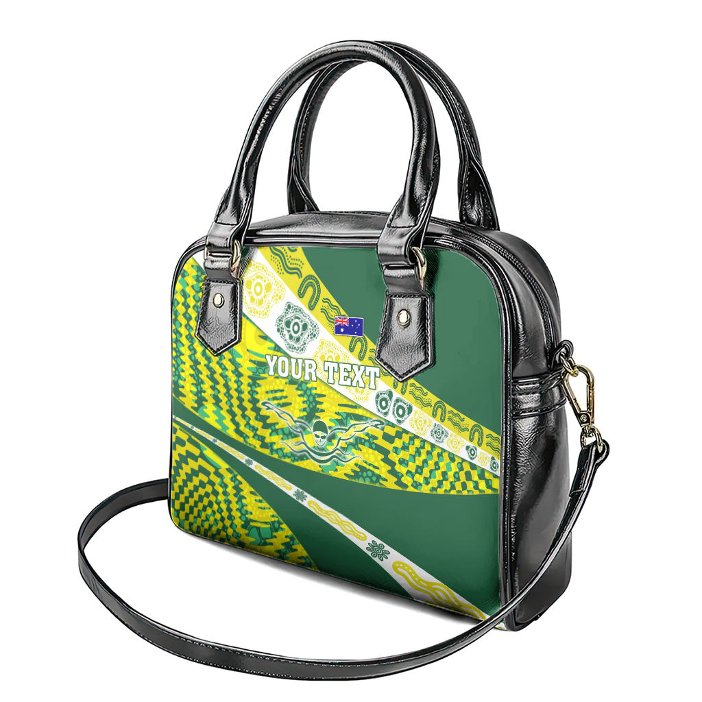 Personalised Australia Swimming Athlete Shoulder Handbag Aboriginal Pattern Freestyle Swimmer Patriotic