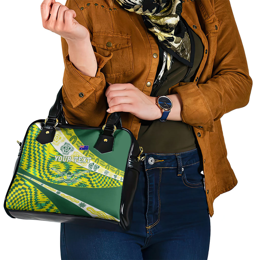 Personalised Australia Swimming Athlete Shoulder Handbag Aboriginal Pattern Freestyle Swimmer Patriotic