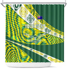 Personalised Australia Swimming Athlete Shower Curtain Aboriginal Pattern Freestyle Swimmer Patriotic