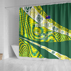Personalised Australia Swimming Athlete Shower Curtain Aboriginal Pattern Freestyle Swimmer Patriotic