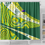 Personalised Australia Swimming Athlete Shower Curtain Aboriginal Pattern Freestyle Swimmer Patriotic