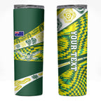 Personalised Australia Swimming Athlete Skinny Tumbler Aboriginal Pattern Freestyle Swimmer Patriotic