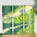 Personalised Australia Swimming Athlete Skinny Tumbler Aboriginal Pattern Freestyle Swimmer Patriotic