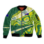 Personalised Australia Swimming Athlete Sleeve Zip Bomber Jacket Aboriginal Pattern Freestyle Swimmer Patriotic