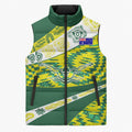 Personalised Australia Swimming Athlete Sleeveless Puffer Jacket Aboriginal Pattern Freestyle Swimmer Patriotic