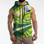 Personalised Australia Swimming Athlete Sleeveless Zip Hoodie Aboriginal Pattern Freestyle Swimmer Patriotic