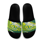Personalised Australia Swimming Athlete Slide Sandals Aboriginal Pattern Freestyle Swimmer Patriotic