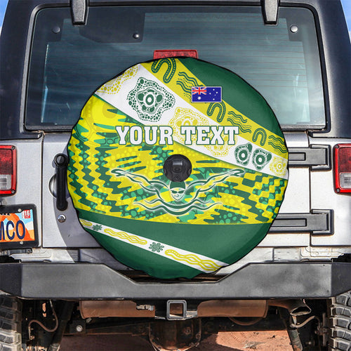 Personalised Australia Swimming Athlete Spare Tire Cover Aboriginal Pattern Freestyle Swimmer Patriotic
