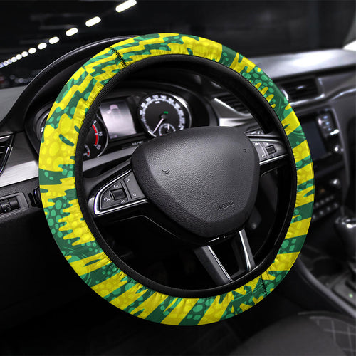 Australia Swimming Athlete Steering Wheel Cover Aboriginal Pattern Freestyle Swimmer Patriotic